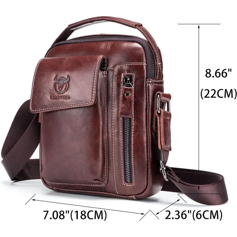 💫 Lukzijaes Leather Genuine Men Red Small Lightweight Sling Messenger Bags